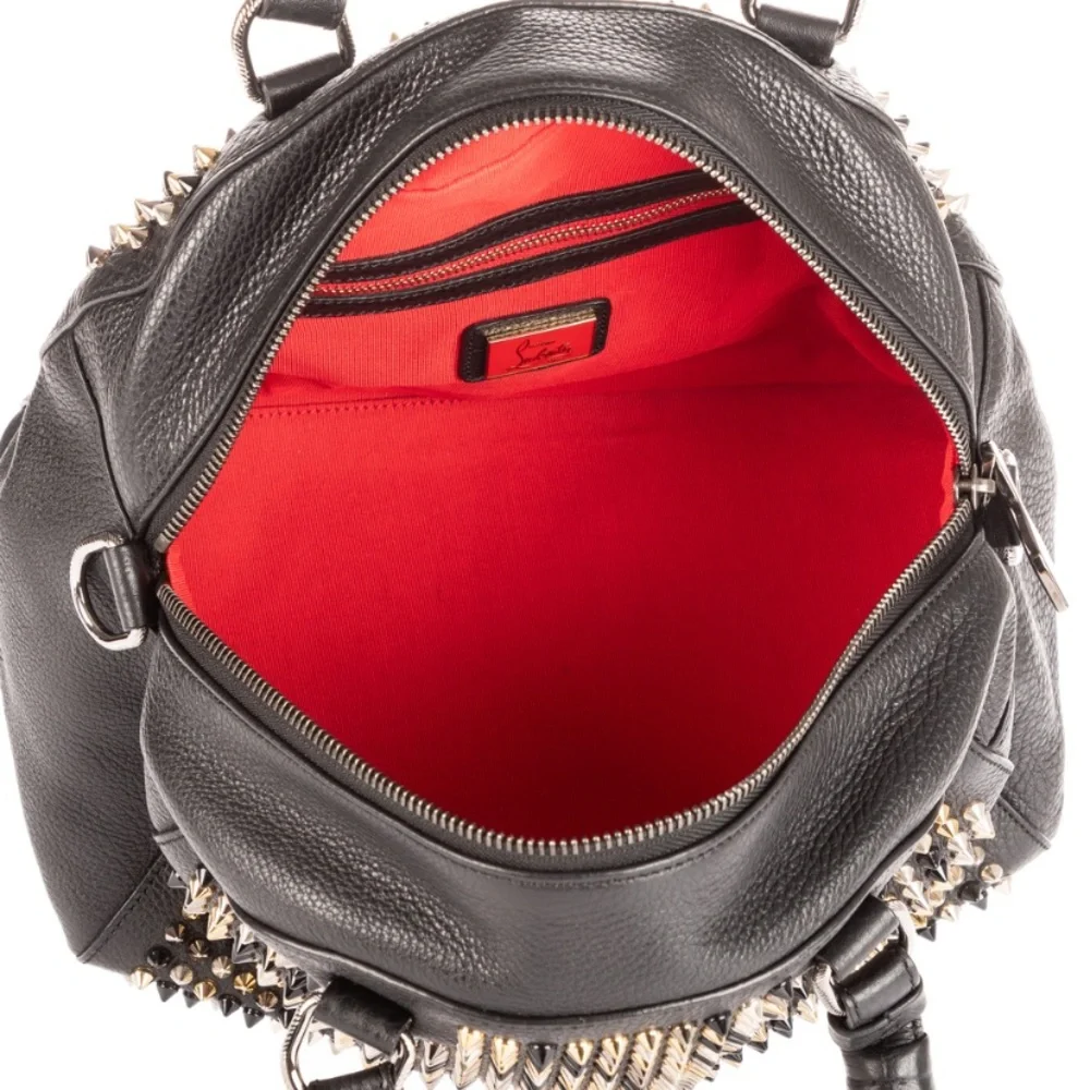 Christian Louboutin Panettone Boston Multicolor Spiked Black Leather Bag